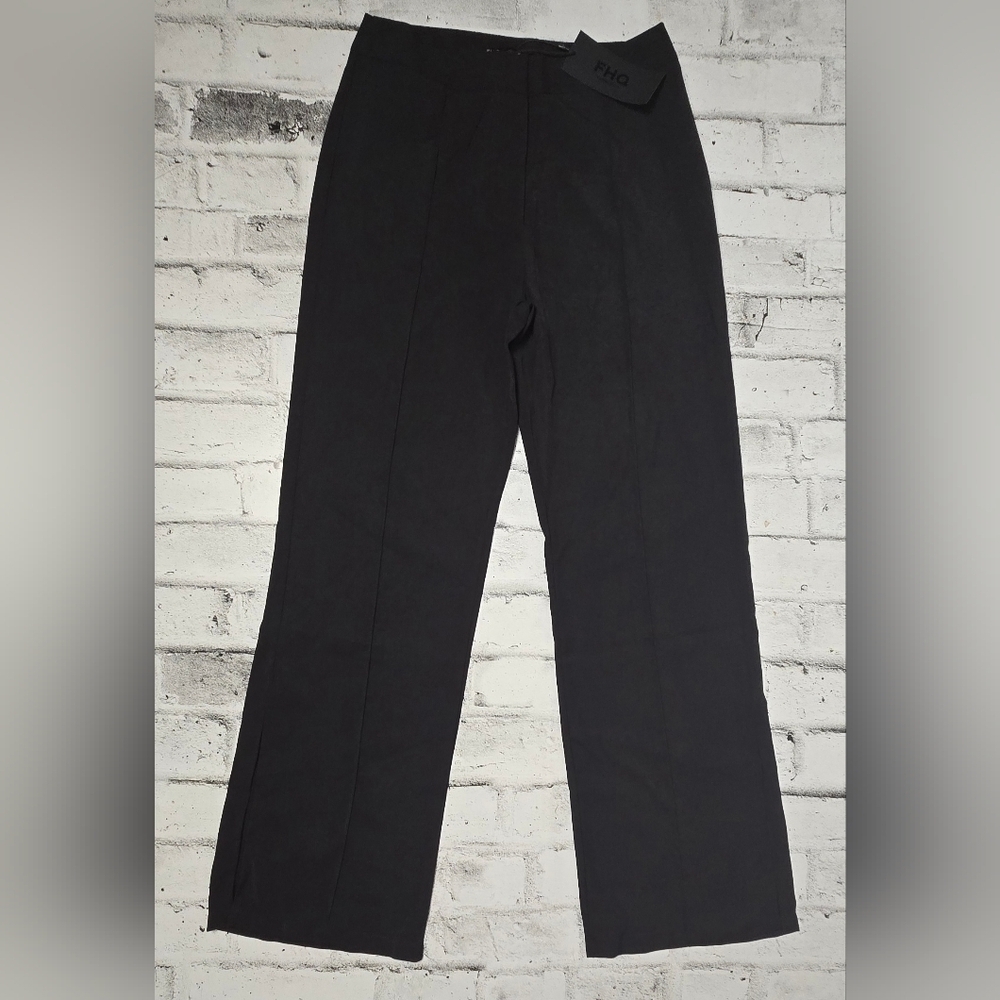 FHQ High Waisted Dress Pants Black Split Hem Trousers NWT Medium